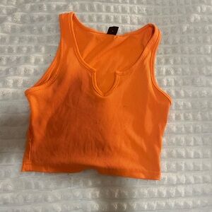 Orange Ribbed Tank Top